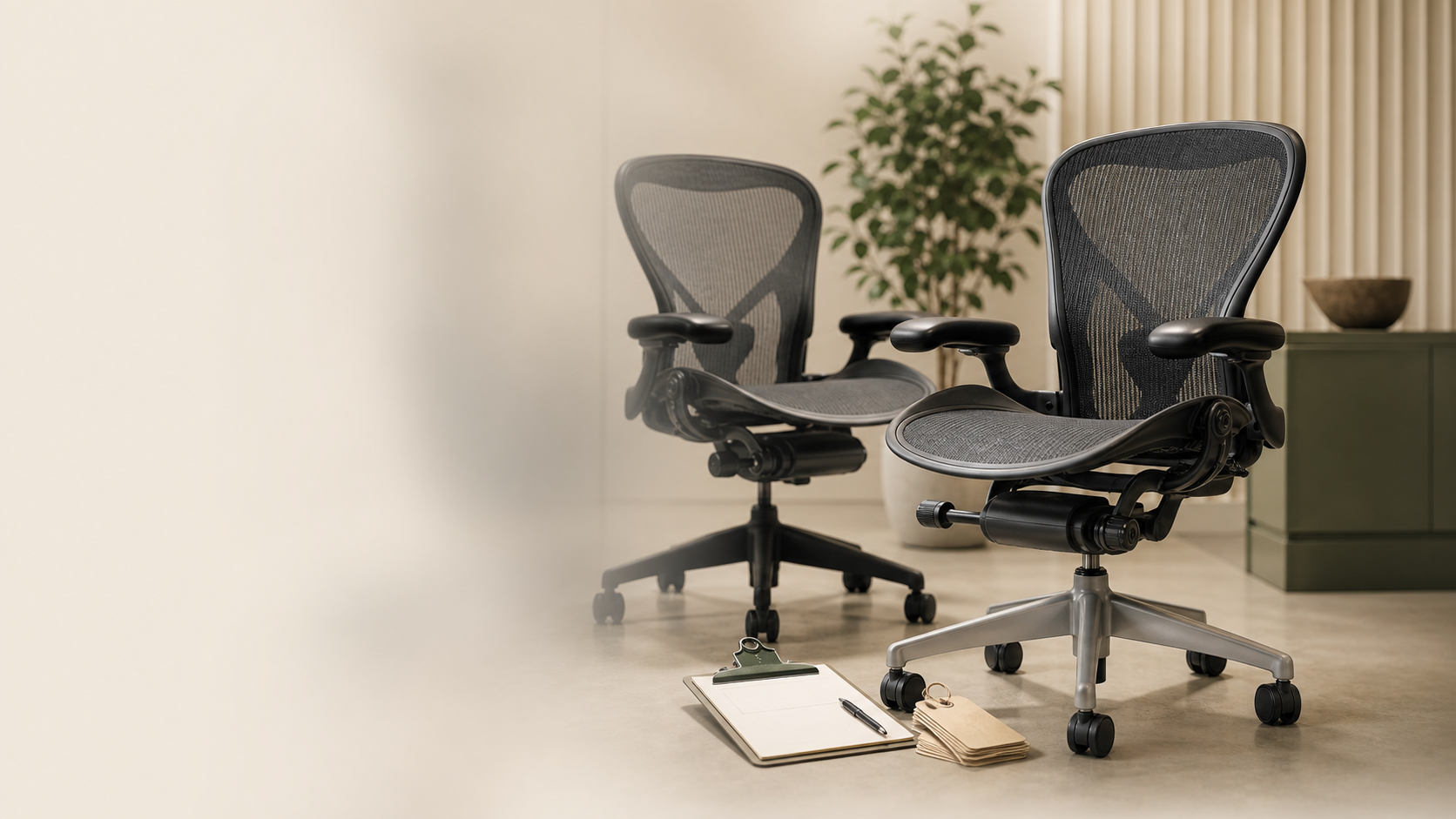 Prepared office chairs and inspection details for trade-in credit